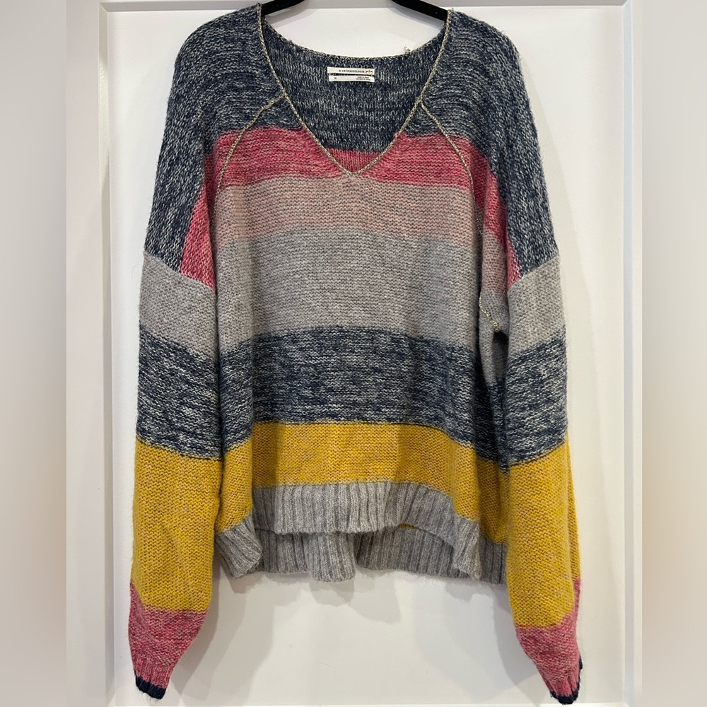 Anthropologie Striped V-Neck Sweater
